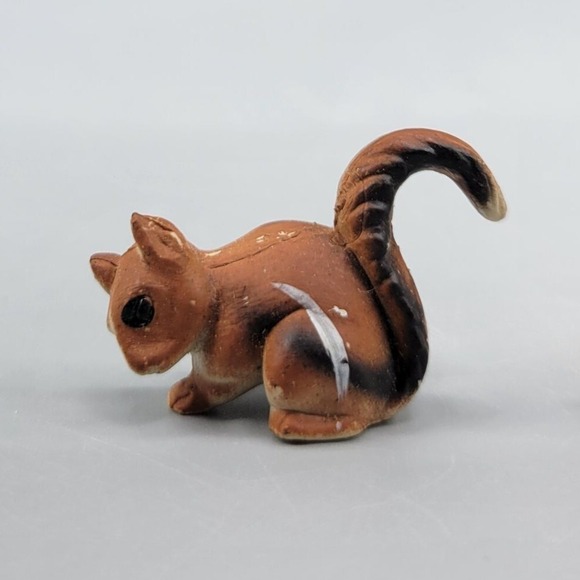 Other - Vintage Brown Ceramic Squirrel Figurine Miniature Animal Decor Collectible 1"